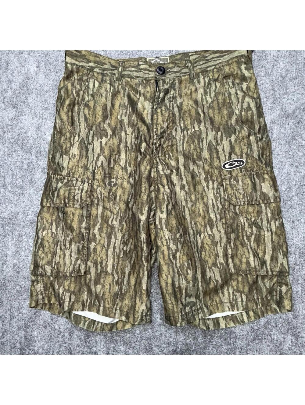 Drake Waterfowl Camo Cargo Shorts Mens Small 28-30 Hunting Fishing Bottomland
